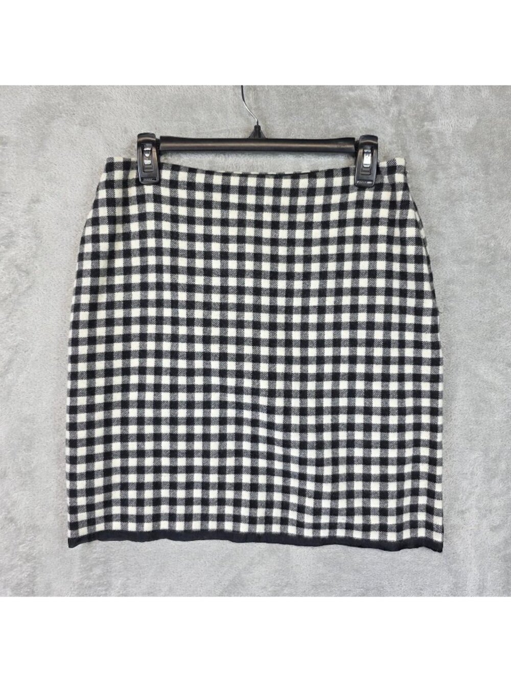 Ann Taylor Skirt Womens 10 Black Check Wool Tweed Pencil Short Lined Office